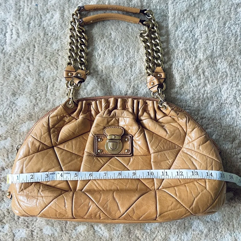 Marc Jacobs Lou Bowler Patchwork Quilted Leather Chain Strap Bag Tan - Picture 9 of 16